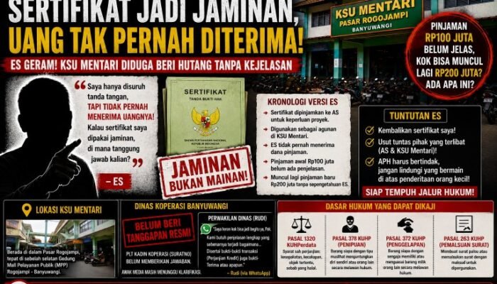 Uang Tak Pernah Diterima, Sertifikat Malah Jadi Jaminan : ES Tempuh Jalur Hukum