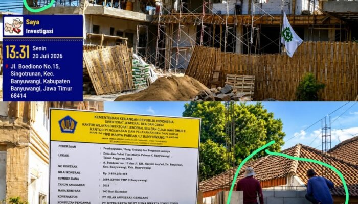 Diduga Abaikan K3, Pekerja Proyek Pembangunan Kantor Bea Cukai Banyuwangi Bekerja Tanpa APD