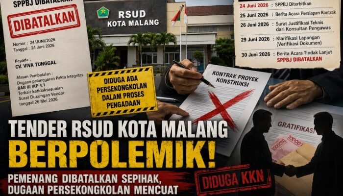 Tender RSUD Kota Malang Berpolemik, Pemenang Dibatalkan Sepihak, Dugaan Persekongkolan Mencuat