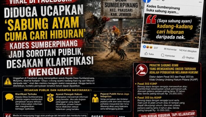 Viral Pernyataan Diduga Milik Kades Sumberpinang tentang Sabung Ayam, Publik Desak Penjelasan Terbuka