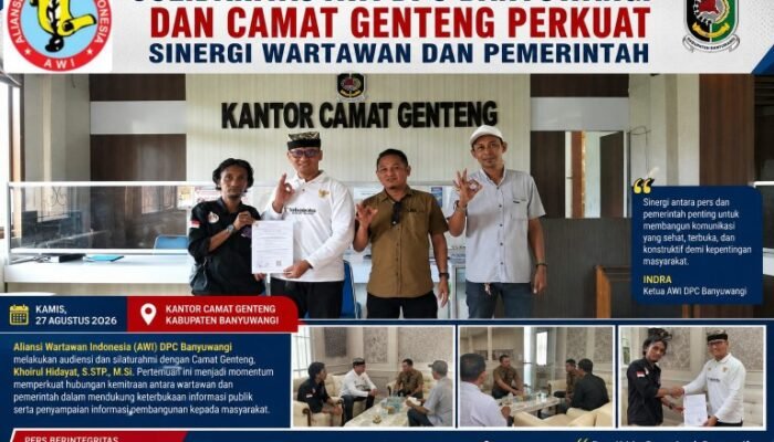 Solidaritas AWI DPC Banyuwangi dan Camat Genteng Perkuat Sinergi Wartawan dan Pemerintah