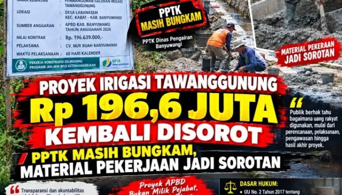 Proyek Irigasi Tawanggunung Rp 196,6 Juta Kembali Disorot, Pekerja Diduga Minim K3 dan Pencampuran Material Dilakukan Manual — PPTK Masih Bungkam